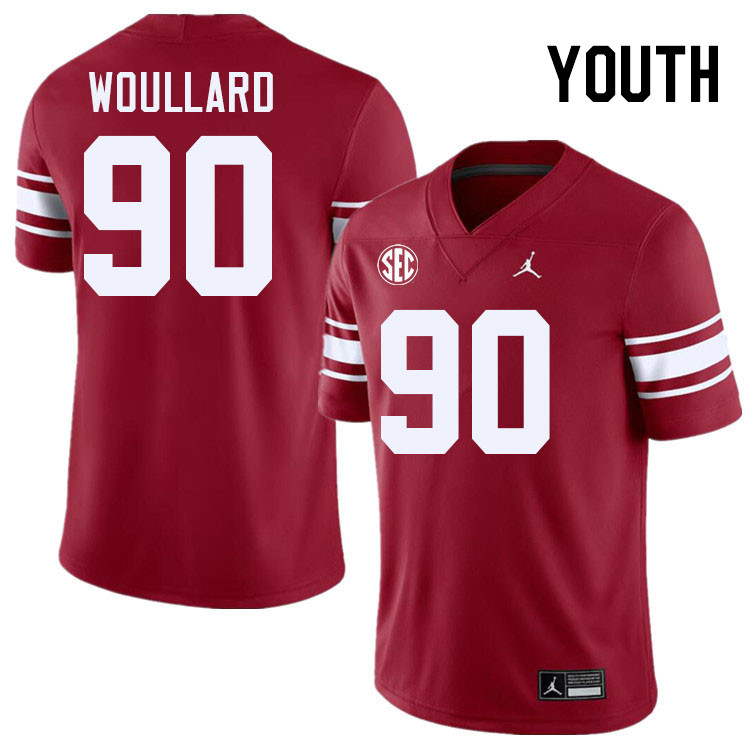 Youth #90 Caiden Woullard Oklahoma Sooners 2024 SEC Conference College Football Jerseys-Throwback